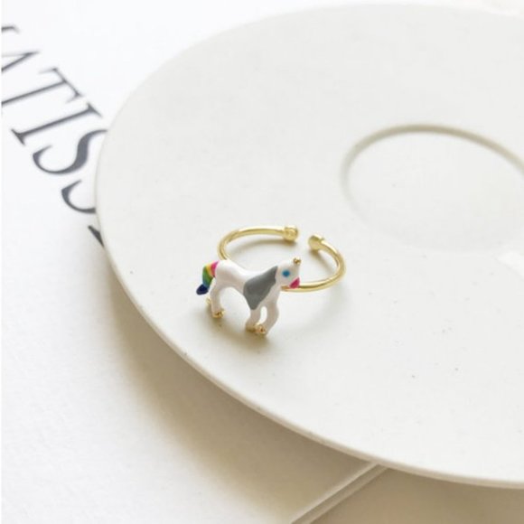 3/$25 🏷️  Sterling Silver Horse Animal Ring Adjustable Unicorn Enamel Ring Her - Picture 9 of 9